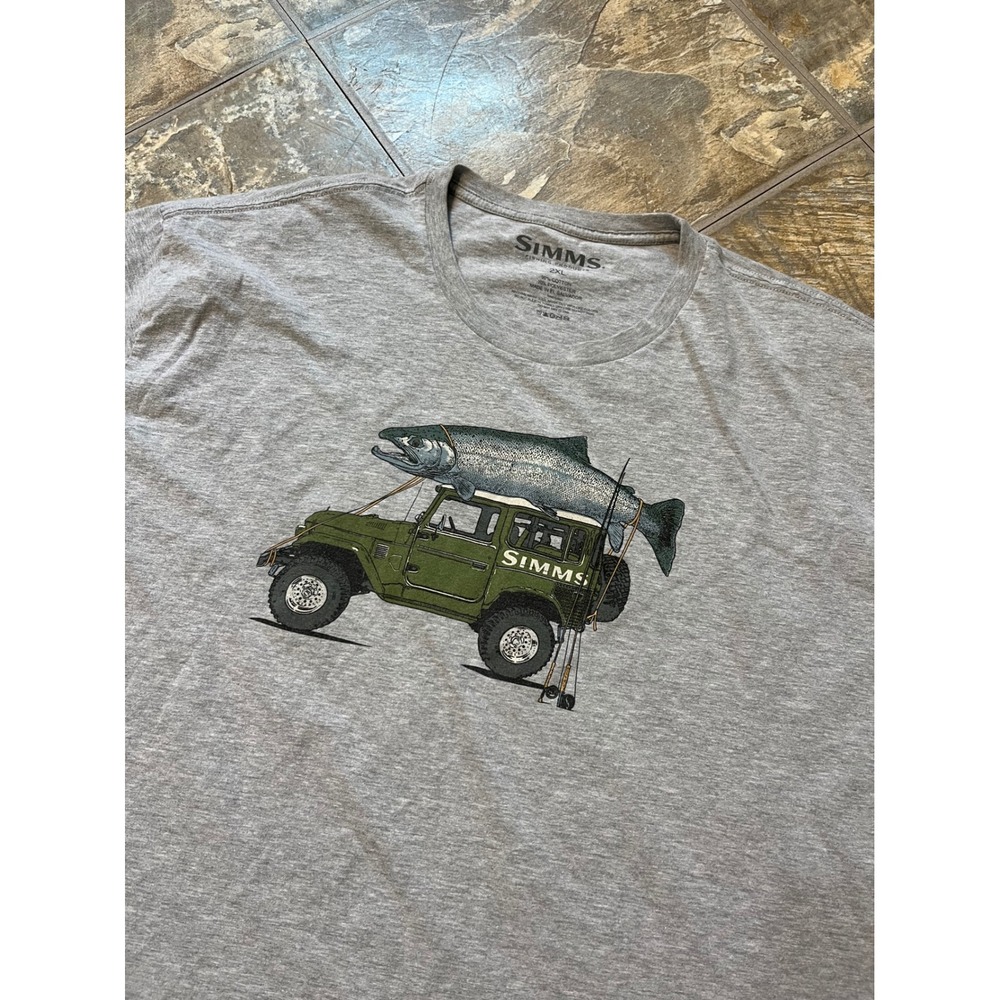 Simms Graphic T-Shirt Mens 2XL Gray Good Fishing Salmon Off-Road Tee - Picture 2 of 8